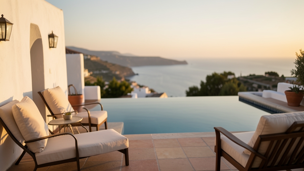 Terraza de lujo con piscina
